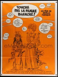 4p649 DON'T TOUCH THE WHITE WOMAN French 1p '74 great orange cartoon art by Gir & Tito Topin!