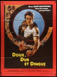 4p664 EVERY WHICH WAY BUT LOOSE French 1p '79 Bob Peak art of Clint Eastwood & Clyde the orangutan!