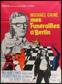 4p687 FUNERAL IN BERLIN French 1p '67 Lewinski art of Michael Caine pointing gun, Guy Hamilton!