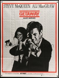 4p692 GETAWAY French 1p '73 cool image of Steve McQueen & Ali McGraw with guns, Sam Peckinpah!