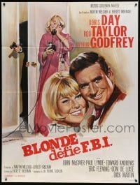 4p695 GLASS BOTTOM BOAT French 1p '66 different Charles Rau art of Doris Day & Rod Taylor!
