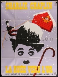 4p698 GOLD RUSH French 1p R72 Charlie Chaplin classic, great Leo Kouper artwork!