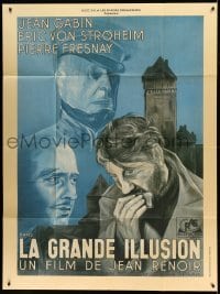 4p707 GRAND ILLUSION French 1p R80s Jean Renoir classic La Grande Illusion, Erich von Stroheim