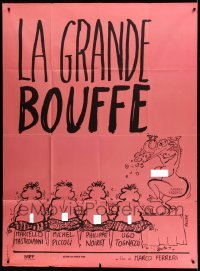 4p708 GRANDE BOUFFE French 1p '73 Marcello Mastroianni, Ugo Tognazzi, wacky Reiser art!