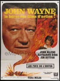 4p722 HELLFIGHTERS French 1p '69 John Wayne as fireman Red Adair, Katharine Ross, different art!