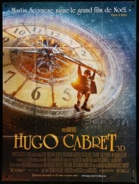 4p732 HUGO French 1p '11 Martin Scorsese, great image of Asa Butterfield hanging from huge clock!
