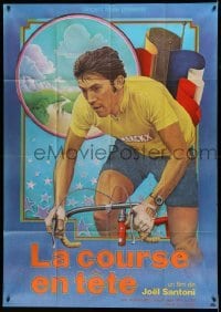 4p758 LA COURSE EN TETE French 1p '74 Joel Santoni, art of real life cyclist Eddy Merckx on bike!