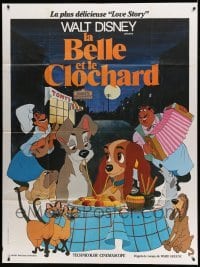 4p763 LADY & THE TRAMP French 1p R70s Disney classic dog cartoon, best spaghetti scene!