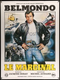 4p772 LE MARGINAL advance French 1p '83 artwork of tough Jean-Paul Belmondo by Renato Casaro!
