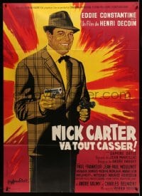 4p784 LICENSE TO KILL French 1p '64 Guy Gerard Noel art of Eddie Constantine as Nick Carter!