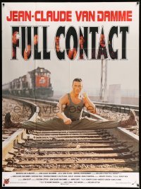 4p788 LIONHEART French 1p '91 Jean-Claude Van Damme doing splits on train tracks, Full Contact!