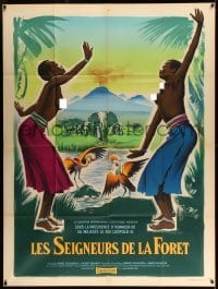 4p813 MASTERS OF THE CONGO JUNGLE French 1p '60 Grinsson art of obligatory topless native women!