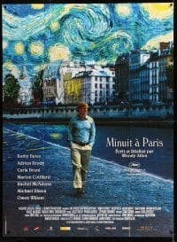 4p820 MIDNIGHT IN PARIS French 1p '11 cool image of Owen Wilson under Van Gogh's Starry Night!