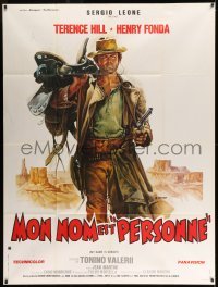 4p836 MY NAME IS NOBODY style B French 1p '74 Il Mio nome e Nessuno, art of Terence Hill by Casaro!
