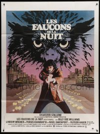 4p840 NIGHTHAWKS French 1p '81 Sylvester Stallone with gun, different art by Jouineau Bourduge!