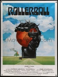 4p891 ROLLERBALL French 1p '75 cool completely different artwork by Jouineau Bourduge!