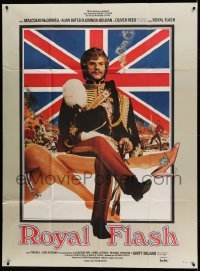 4p893 ROYAL FLASH French 1p '75 different image of uniformed Malcolm McDowell & sexy legs!