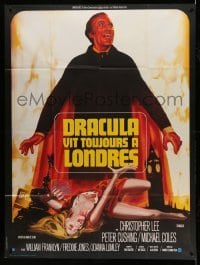 4p896 SATANIC RITES OF DRACULA French 1p '74 different Landi art of vampire Christopher Lee & girl!
