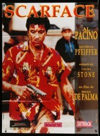 4p900 SCARFACE French 1p R80s different close up of bloody Al Pacino as Tony Montana w/gun!