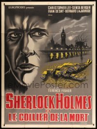 4p910 SHERLOCK HOLMES & THE DEADLY NECKLACE French 1p '64 different art of murdered man in London!