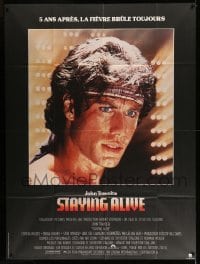 4p928 STAYING ALIVE French 1p '83 super close up of John Travolta in Saturday Night Fever sequel!