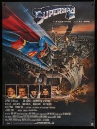 4p935 SUPERMAN II French 1p '81 Christopher Reeve, Terence Stamp, Goozee art over New York City!