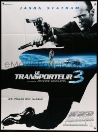 4p961 TRANSPORTER 3 French 1p '08 cool image of Jason Statham with two pistols in mid-air!