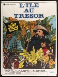 4p962 TREASURE ISLAND French 1p '72 great image of Orson Welles as pirate Long John Silver!