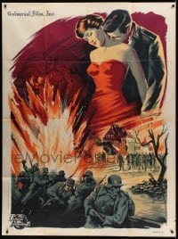 4p969 TIME TO LOVE & A TIME TO DIE style C French 1p '59 Grinsson art of war, John Gavin & Pulver!