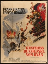 4p974 VON RYAN'S EXPRESS French 1p '65 Boris Grinsson art of Frank Sinatra running for train!