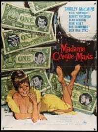 4p983 WHAT A WAY TO GO French 1p '64 Tealdi art of sexy Shirley MacLaine, Newman, Mitchum & Martin
