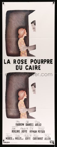 4p521 PURPLE ROSE OF CAIRO French door panel '85 Woody Allen, cool artwork by Jean-Michel Folon!