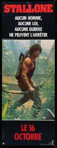 4p522 RAMBO FIRST BLOOD PART II French door panel '85 different c/u of Sylvester Stallone with bow!