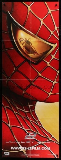 4p530 SPIDER-MAN 2 DS French door panel '04 c/u of Tobey Maguire with Doc Ock reflected in his eye!
