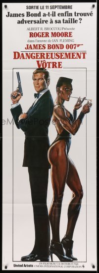 4p534 VIEW TO A KILL French door panel '85 art of Roger Moore as James Bond & Grace Jones by Goozee