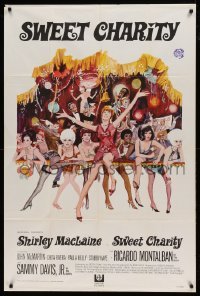 4p485 SWEET CHARITY French 32x47 '69 Bob Fosse, different art of Shirley MacLaine & showgirls!