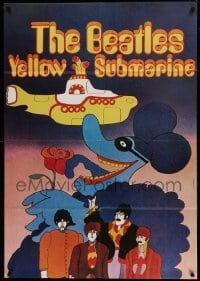 4p489 YELLOW SUBMARINE French 32x45 R00s psychedelic art of Beatles John, Paul, Ringo & George!