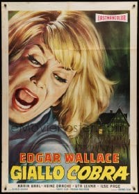4p171 HORROR OF BLACKWOOD CASTLE Italian 1p '68 art of screaming woman & scary house, Edgar Wallace