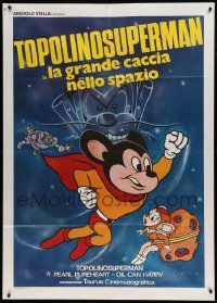 4p190 MIGHTY MOUSE IN THE GREAT SPACE CHASE Italian 1p '82 great cartoon superhero artwork!