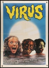 4p194 NIGHT OF THE ZOMBIES Italian 1p '84 wacky different image of creepy severed heads, Virus!