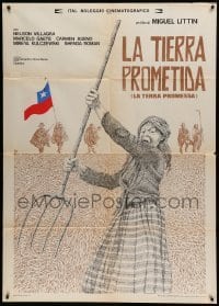 4p205 PROMISED LAND Italian 1p '75 La tierra prometida, art of Chilean woman in the revolution!