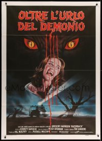 4p208 RAZORBACK Italian 1p '86 Australian horror, cool completely different bloody monster art!