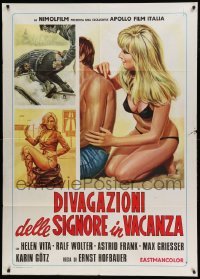 4p210 RESORT GIRLS Italian 1p '74 different art with sexy half-naked German blondes!