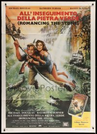4p213 ROMANCING THE STONE Italian 1p '84 Robert Zemeckis, art of Michael Douglas & Kathleen Turner!