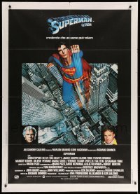 4p231 SUPERMAN Italian 1p '79 DC superhero Christopher Reeve, Gene Hackman, Marlon Brando