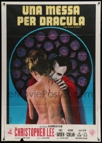 4p234 TASTE THE BLOOD OF DRACULA Italian 1p '71 Nistri art of vampire Christopher Lee & naked girl!