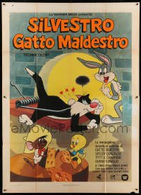 4p086 SILVESTRO GATTO MALDESTRO Italian 2p '60s art of Bugs, Sylvester & Speedy Gonzalez & Tweety!