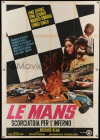 4p088 SUMMER LOVE Italian 2p '70 Lang Jeffries, Formula One race cars crashing, Le Mans!
