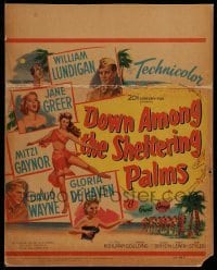 4p298 DOWN AMONG THE SHELTERING PALMS WC '53 sexy Jane Greer, Mitzi Gaynor & Gloria De Haven!