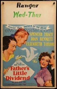 4p311 FATHER'S LITTLE DIVIDEND WC '51 art of Elizabeth Taylor, Spencer Tracy & Joan Bennett!